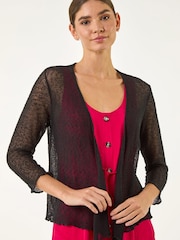 Roman Black Light Popcorn Knit Shrug - Image 2 of 5
