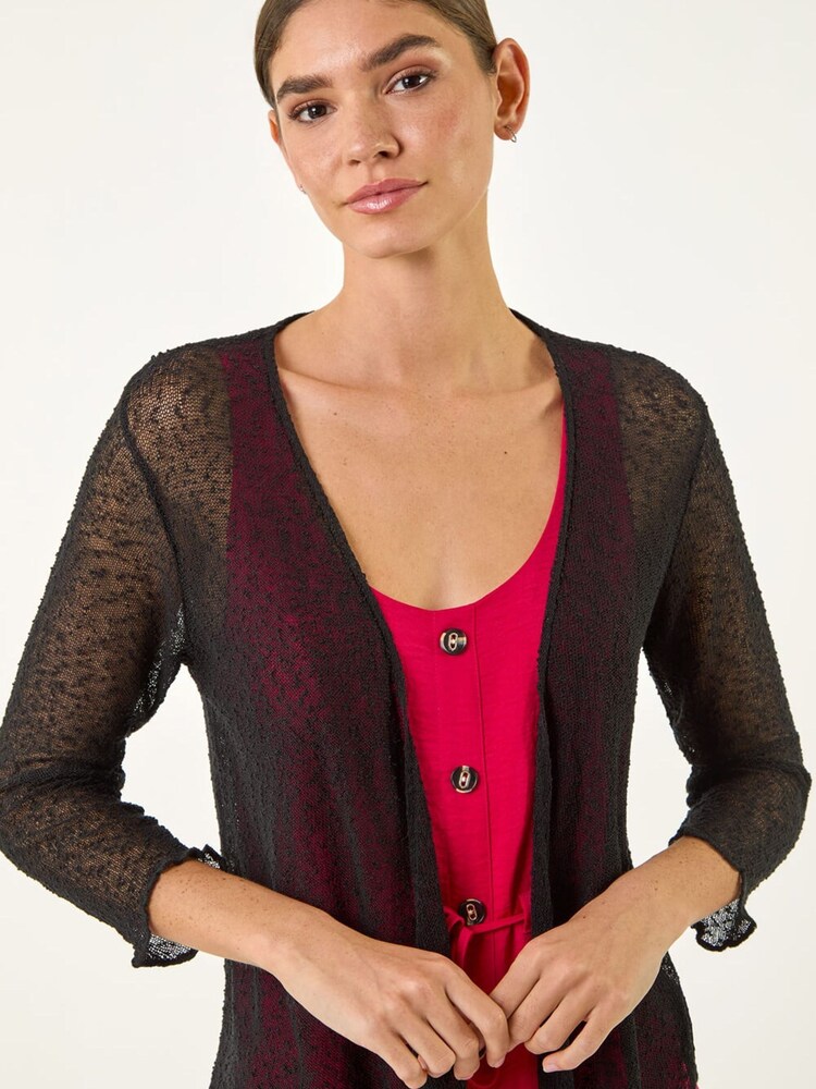 Roman Black Light Popcorn Knit Shrug - Image 5 of 5 Roman Black Light Popcorn Knit Shrug - Image 5 of 5