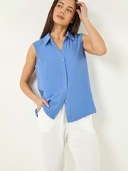 Roman Blue Petite Sleeveless Blouse - Image 1 of 5