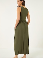 Roman Green Bead Detail Wrap Front Midi Dress - Image 3 of 5