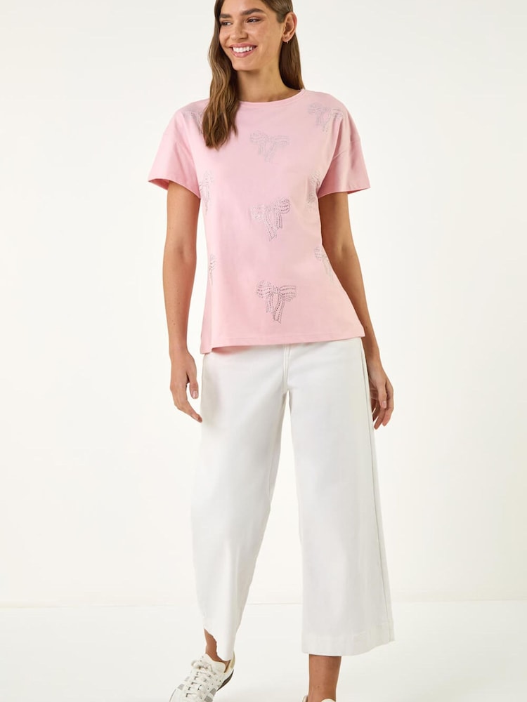 Roman Pink Floral Embellished Cotton T-Shirt - Image 2 of 5