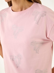 Roman Pink Floral Embellished Cotton T-Shirt - Image 5 of 5