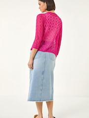 Roman Pink Detailed Draped Knit Shrug - Image 2 of 5