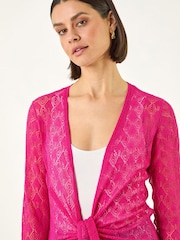 Roman Pink Detailed Draped Knit Shrug - Image 4 of 5