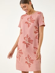 Roman Pink Embroidered Floral Dress - Image 1 of 5