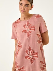 Roman Pink Embroidered Floral Dress - Image 4 of 5