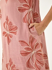 Roman Pink Embroidered Floral Dress - Image 5 of 5