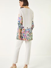 Roman White Floral Border Print Tunic Top - Image 3 of 5