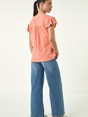 Roman חולצה עם צווארון וי ועיטור תפרים למידות קטנות - תמונה 3 מתוך 5