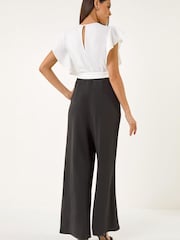 Roman Black Colour Block V-Neck Jumpsuit - Image 3 of 5