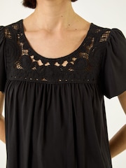 Roman Black Crochet Panel Stretch Top - Image 6 of 6