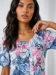 Roman Pink Floral Burnout Buttoned Top - Image 2 of 5
