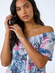 Roman Pink Floral Burnout Buttoned Top - Image 3 of 5