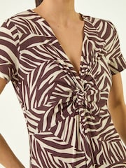 Roman Brown Petite Zebra Knot Dress - Image 5 of 5