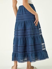 Roman Blue Petite Lace Trim Maxi Skirt - Image 3 of 5