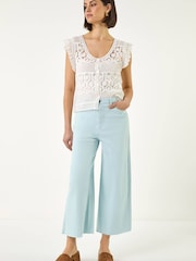 Roman Blue Frayed Edge Ankle Denim Trousers - Image 2 of 5