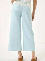 Roman Blue Frayed Edge Ankle Denim Trousers - Image 4 of 5