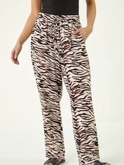 Roman Black Petite Zebra Print Trousers - Image 4 of 5