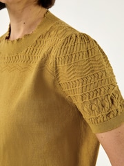 Roman Green Pointelle Knit T-Shirt - Image 6 of 6