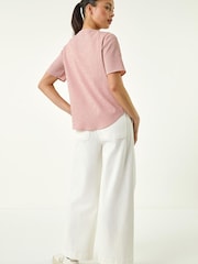Roman Pink Petite Gingham Buttoned Top - Image 3 of 5