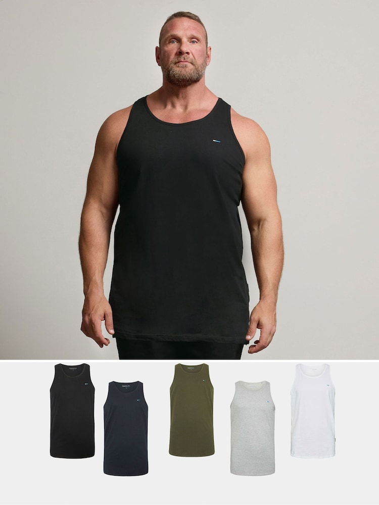 BadRhino Big & Tall Black Longline Vests 5 Pack - Image 1 of 6 BadRhino Big & Tall Black Longline Vests 5 Pack - Image 1 of 6