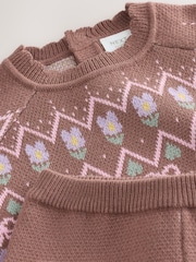 Chocolate Brown Fairisle Knitted Jumper and Legging Baby Set 2 Piece (0mths-2yrs) - Image 11 of 12