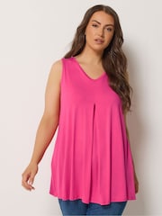 Yours Curve Pink Pleated Front Vest Top - Image 1 of 5