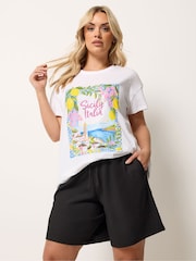 Yours Curve Black Textured Shorts - Image 1 of 5