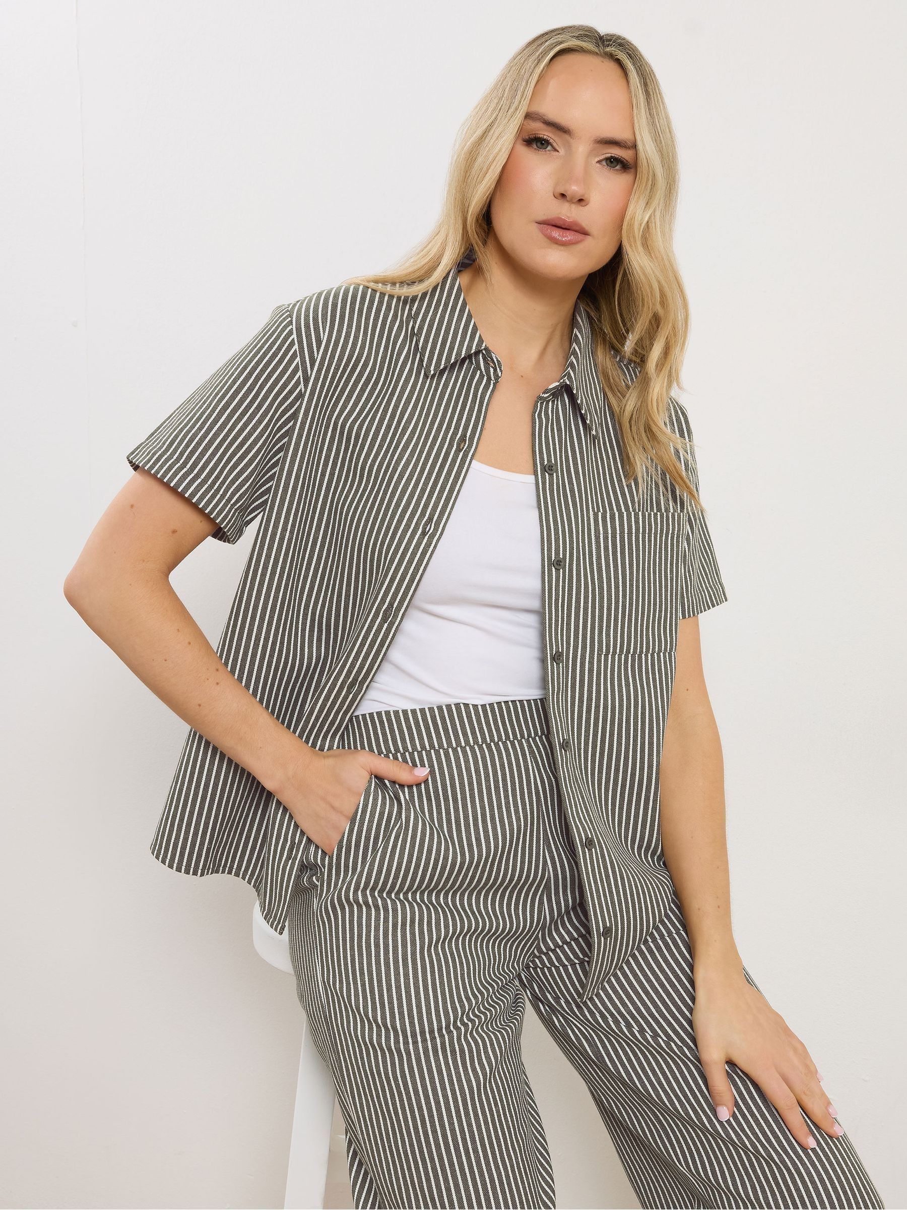 Long Tall Sally Women's Olive Tall Stripe Button Shirt In | : Size 22 - Image 2
