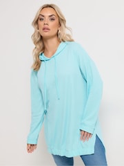 Albastru nuanță cer - Yours Curve Waffle Hoodie - Imaginea 1 din 5