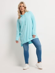 Albastru nuanță cer - Yours Curve Waffle Hoodie - Imaginea 2 din 5