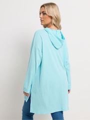 Albastru nuanță cer - Yours Curve Waffle Hoodie - Imaginea 3 din 5