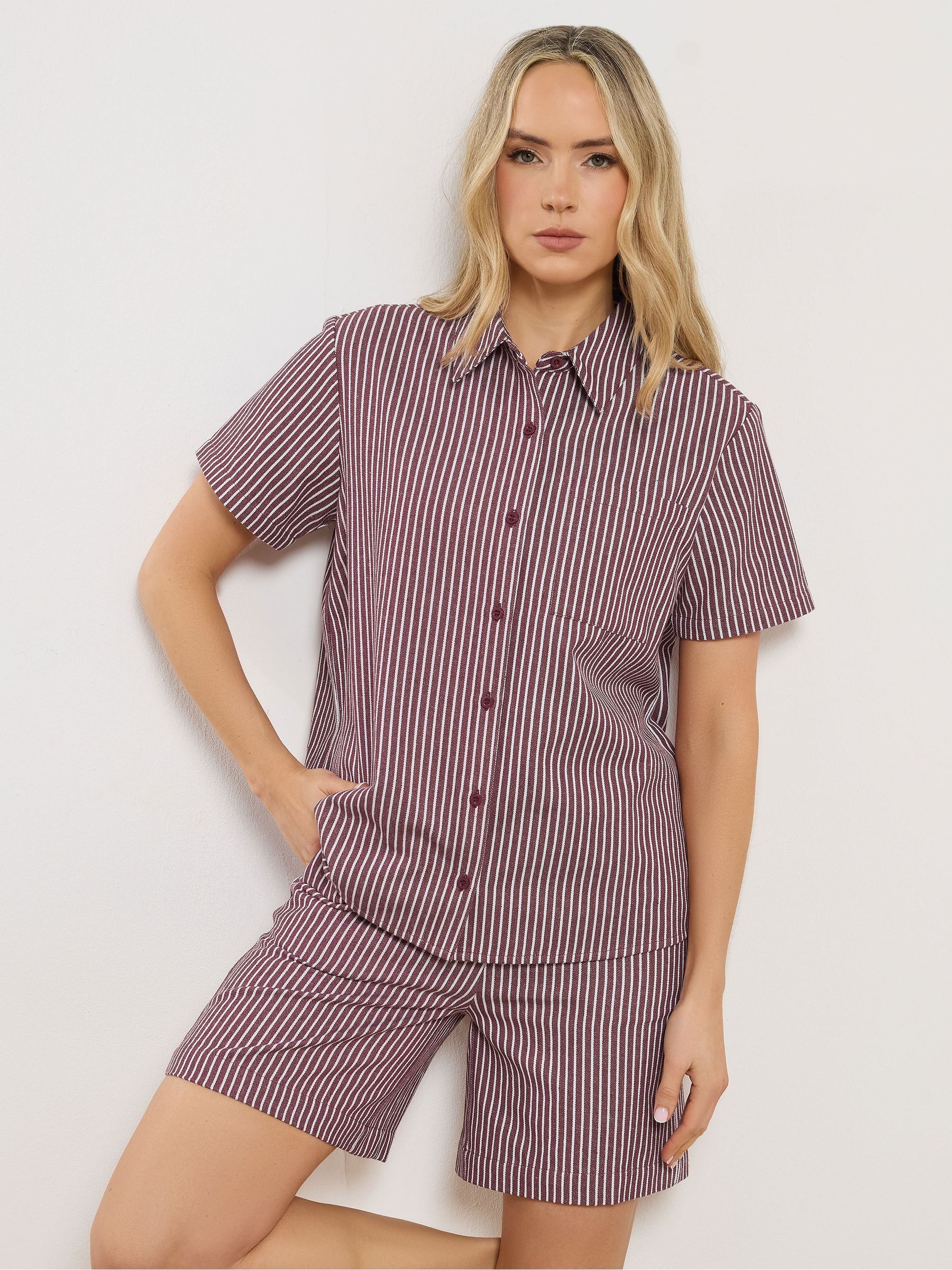 Long Tall Sally Women's Burgundy Tall Stripe Button Shirt In | Size: 18 - Image 2