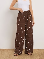 Long Tall Sally Brown Spot Print Wide Leg Trousers - Image 2 of 4