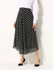 Long Tall Sally Black Spot Print Mesh Midaxi Skirt - Image 2 of 5