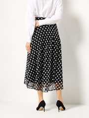Long Tall Sally Black Spot Print Mesh Midaxi Skirt - Image 3 of 5