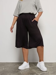Yours Curve Black Stretch Jersey Culottes - Image 1 of 5