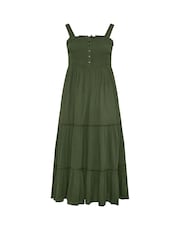 Yours Curve Green Shirred Placket Dress - Image 5 of 5