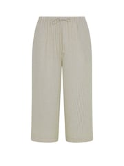 Yours Curve Green Stripe Linen Look Cropped Trousers - Image 5 of 5
