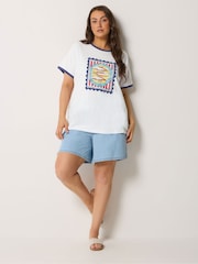 Yours Curve White Ringer Placement T-Shirt - Image 2 of 5