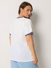 Yours Curve White Ringer Placement T-Shirt - Image 3 of 5