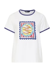Yours Curve White Ringer Placement T-Shirt - Image 5 of 5