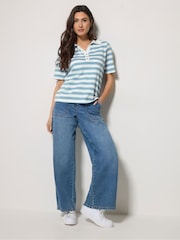 M&Co Blue Stripe Short Sleeve Polo Shirt - Image 2 of 5