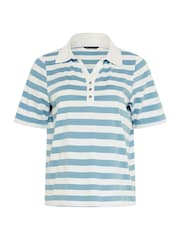 M&Co Blue Stripe Short Sleeve Polo Shirt - Image 5 of 5