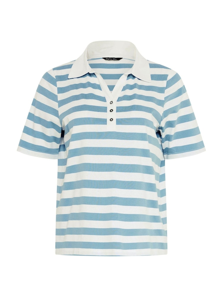 M&Co Blue Stripe Short Sleeve Polo Shirt - Image 5 of 5