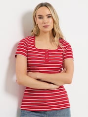 Long Tall Sally Red Stripe Ribbed T-Shirt - Image 1 of 6