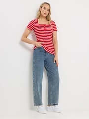 Long Tall Sally Red Stripe Ribbed T-Shirt - Image 2 of 6