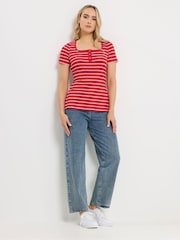 Long Tall Sally Red Stripe Ribbed T-Shirt - Image 3 of 6