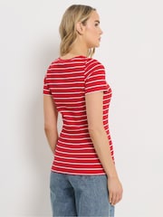 Long Tall Sally Red Stripe Ribbed T-Shirt - Image 4 of 6