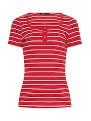 Long Tall Sally Red Stripe Ribbed T-Shirt - Image 6 of 6